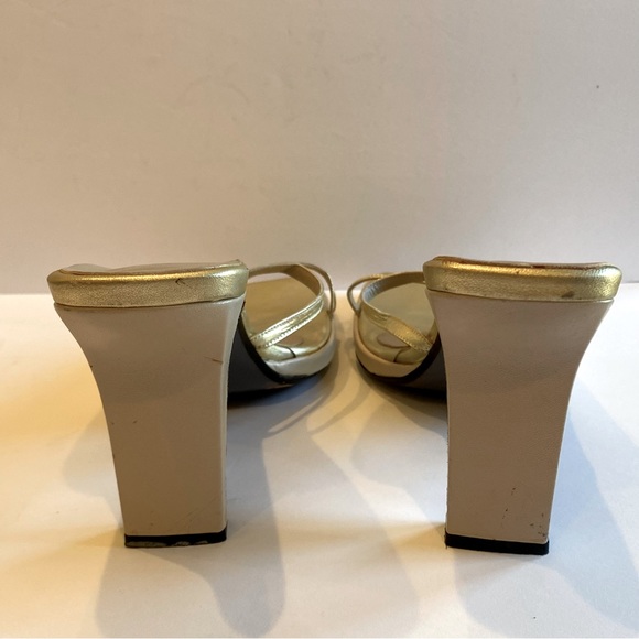 Guess Square Toe Gold Strappy Heel Sandal - Picture 8 of 11